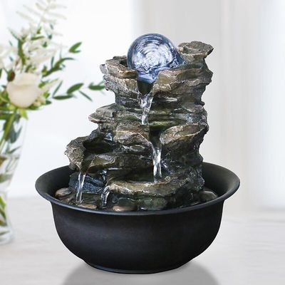 Rock Mountain Indoor ze szklaną kulką Polyresin Dekoracja wnętrz domu Salon Fontanna z diodą LED dostawca