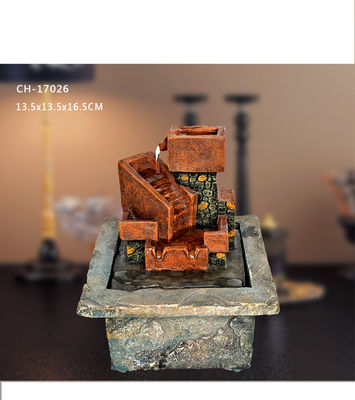 Polyresin Red Brick H16.5CM Fontanna stołowa w stylu amerykańskim Mały ornament Dekoracja biurowa Prezent Rękodzieło Kreatywność dostawca