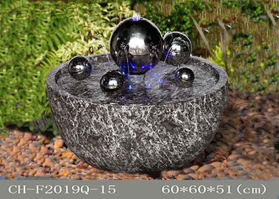Niebiesko-biała Polyresin Ss Ball Led Fontanna Dekoracja ogrodowa dostawca